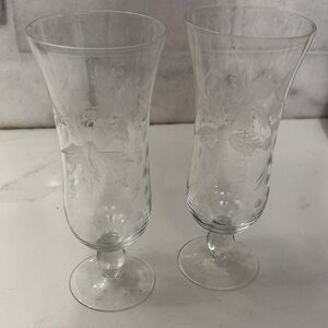 Elegant Clear Glass Etched parfait glasses